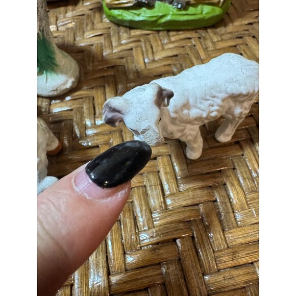 Vintage Hand-Painted Nativity Scene Set Of 12 Figurines And A Manger - Picture 7 of 15